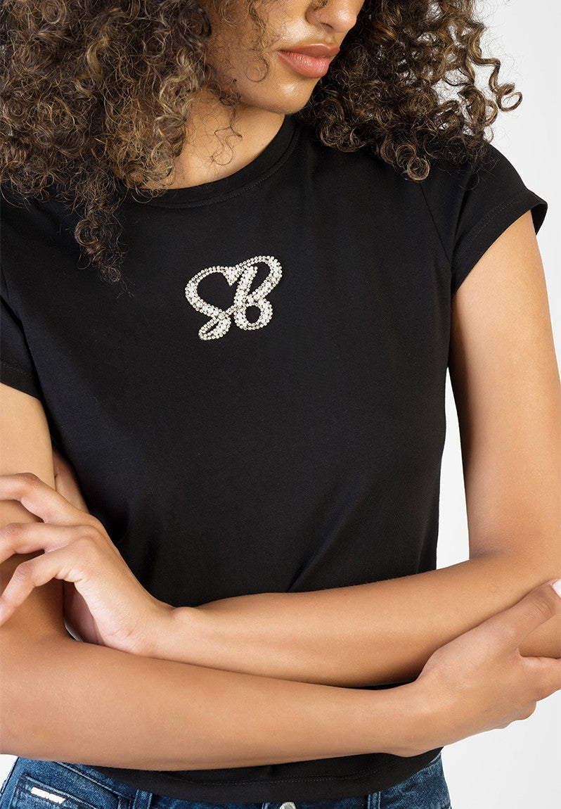Sissyboy Womens T-shirt With Pearl Branded In Black