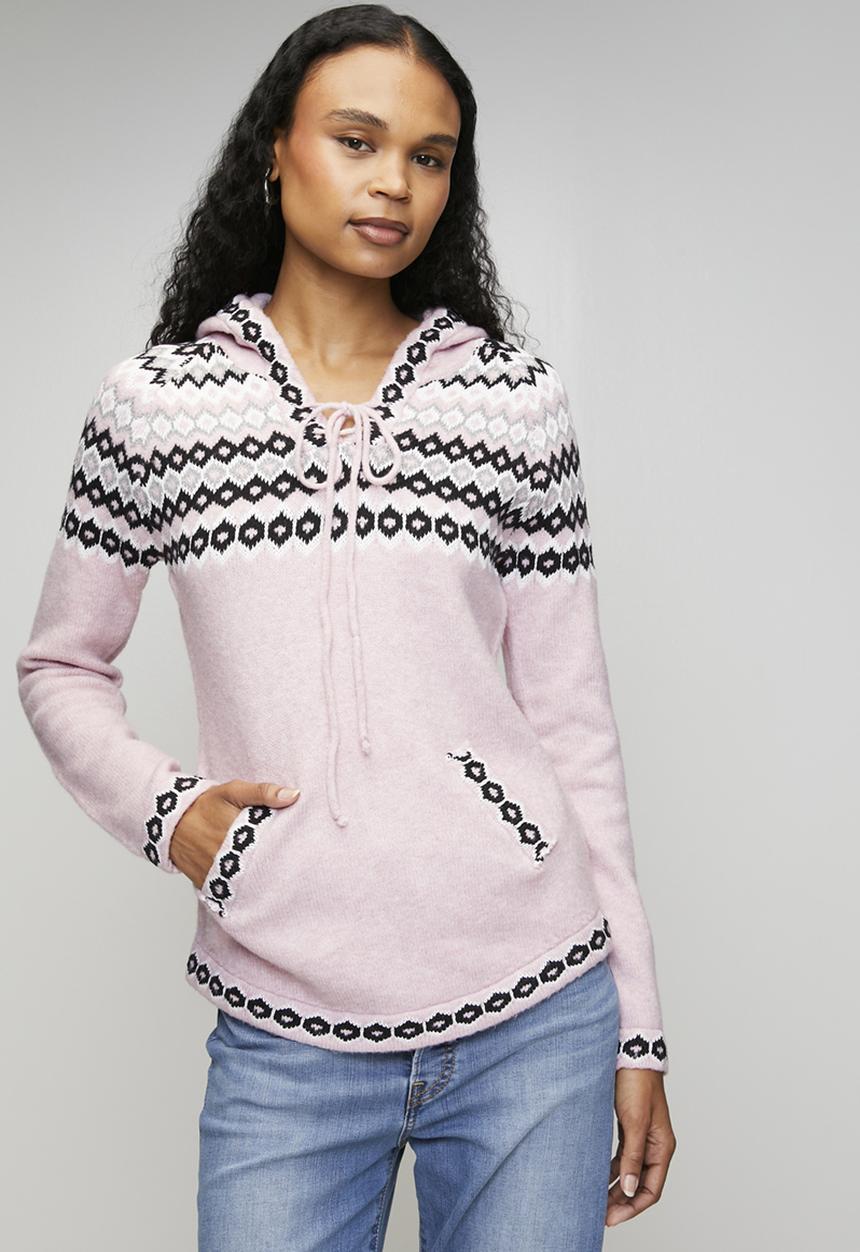 Mandi Womens Scoop Hem Hooded Sweater In Pink