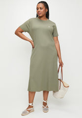 Polo Wmn Lucy Ss Casual Rib Dress Olive