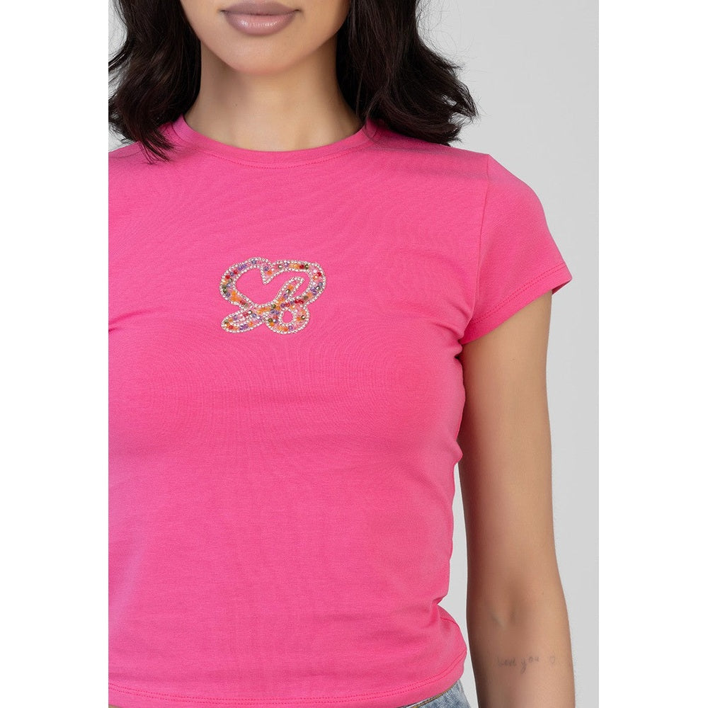Sissy Boy Womens Wild Heart Baby T-Shirt In Bright Pink