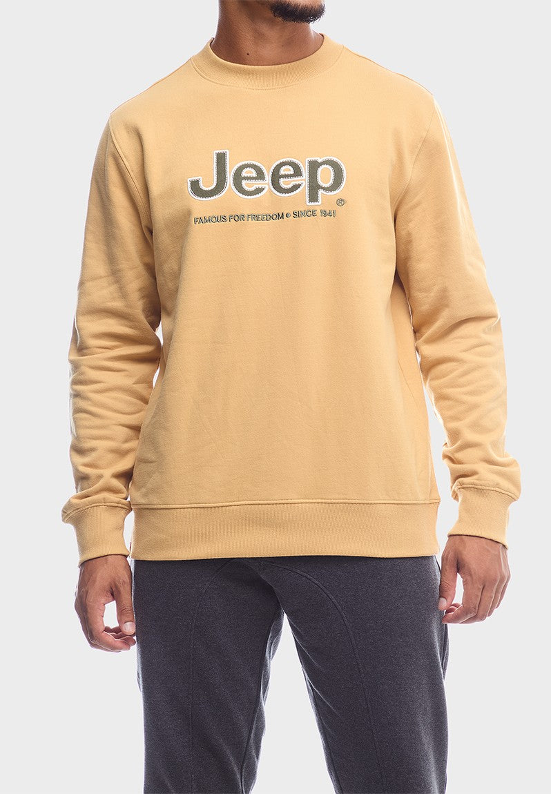 Jeep Mens Core Applique Fleece Crewneck Brown