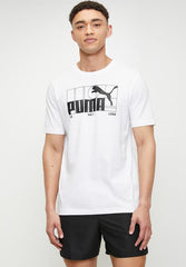 Puma Mens Whitegraphic No.1 Logo Tee