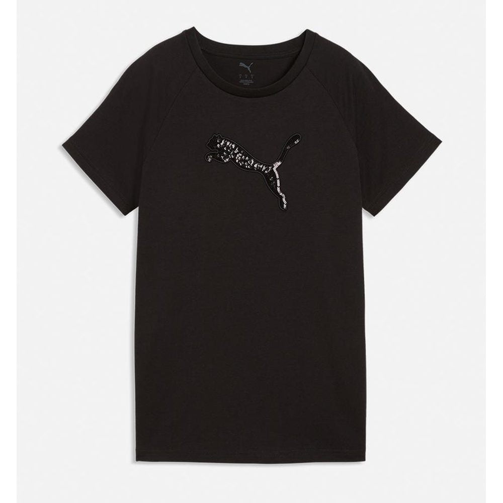 Puma Womens Essential Sequins Short Sleeves T-Shirt In Puma Black