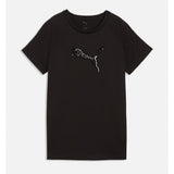Puma Womens Essential Sequins Short Sleeves T-Shirt In Puma Black
