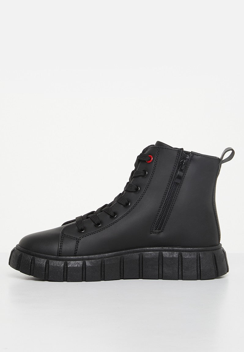 Pierre Cardin Kids Riley Cleated Black Boots