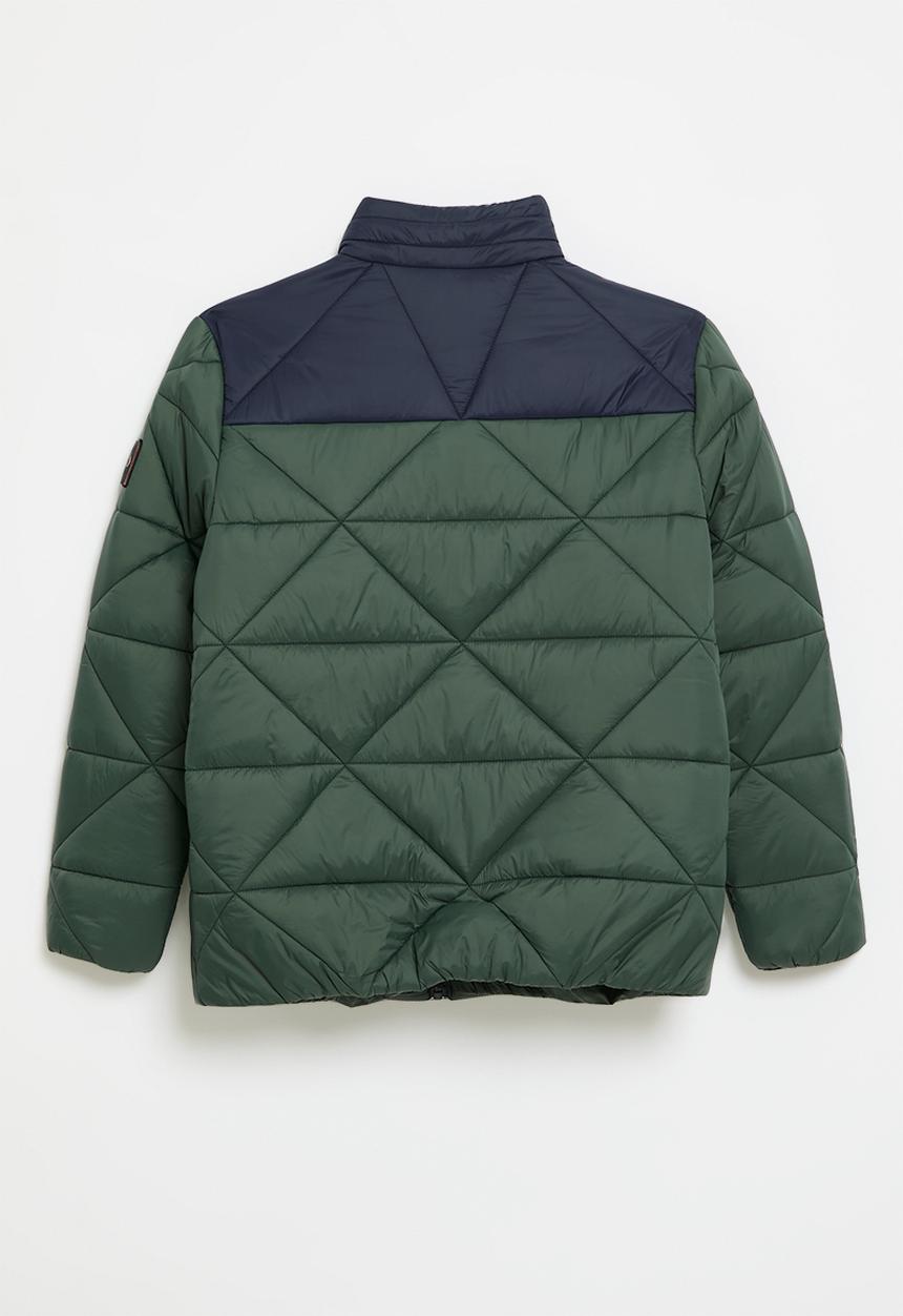 Polo Boys Whyatt Colour Blocked Puffer In  Navy And Forest Green