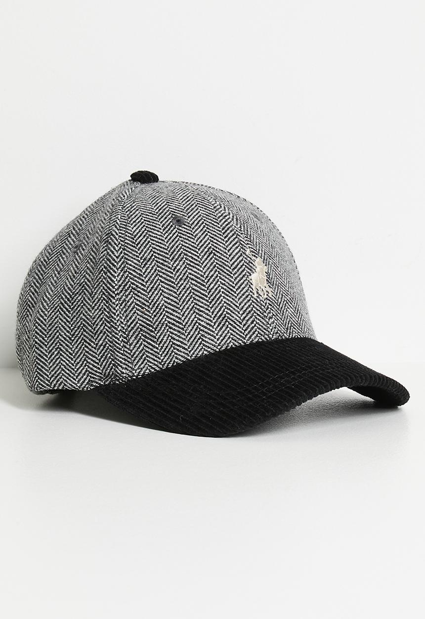 Polo Mens 6 Panel Herringbone Peak Cap In Black