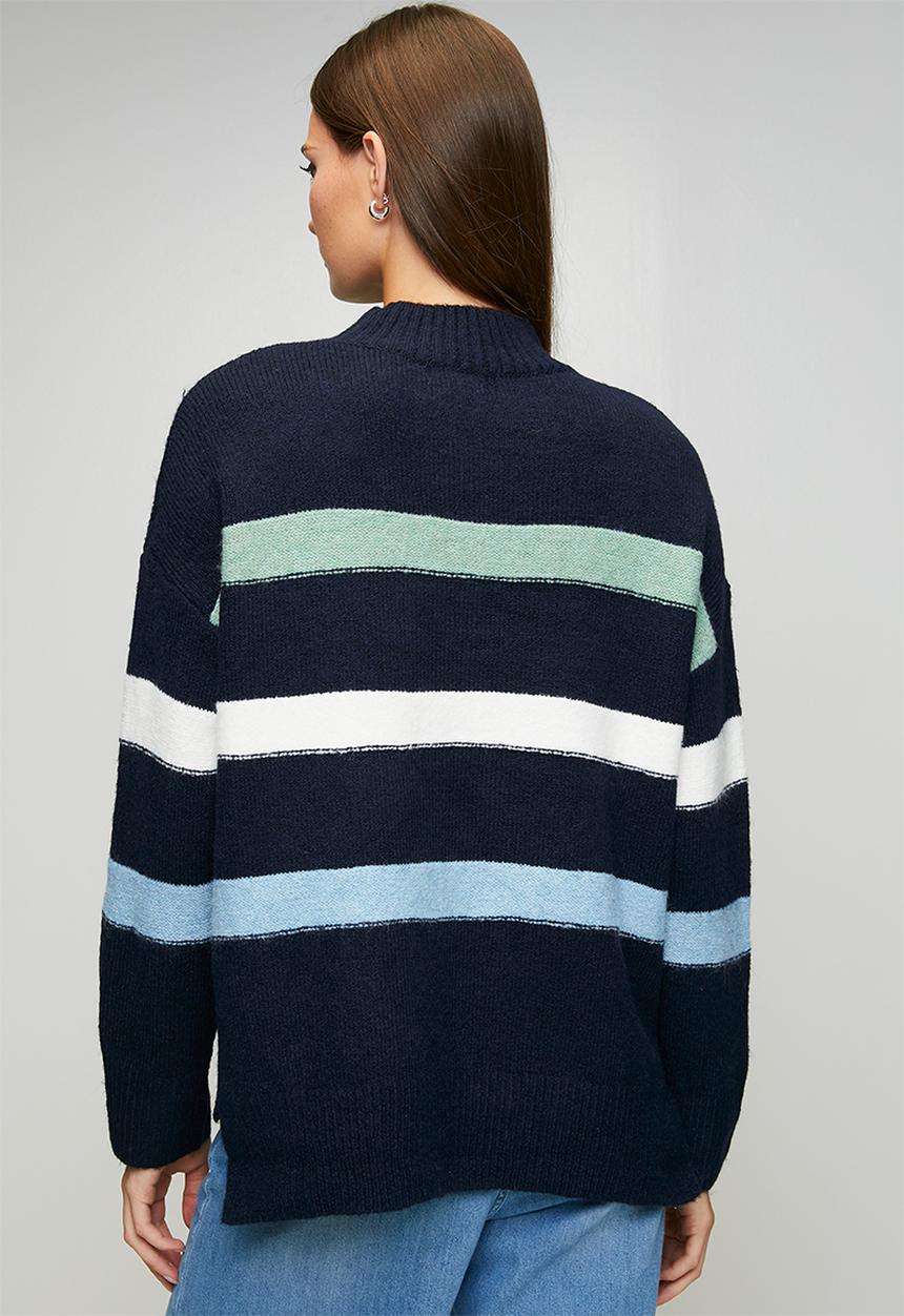 Stella Morgan Womens Stripe Sweater In Navy