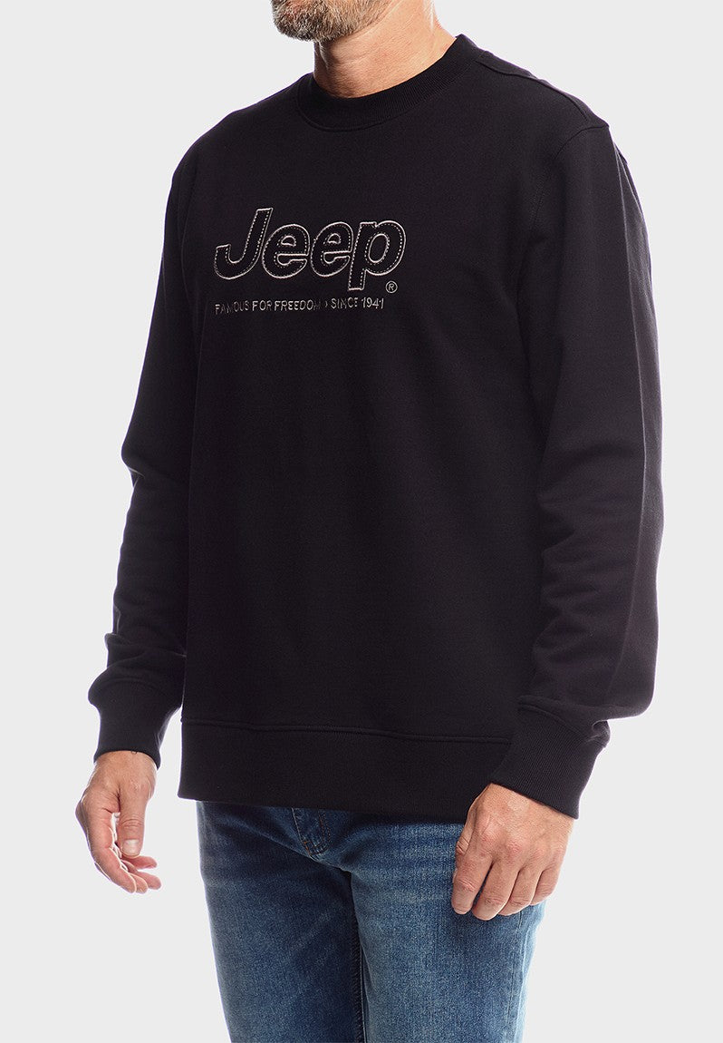 Jeep Mens Core Applique Fleece Crewneck Black
