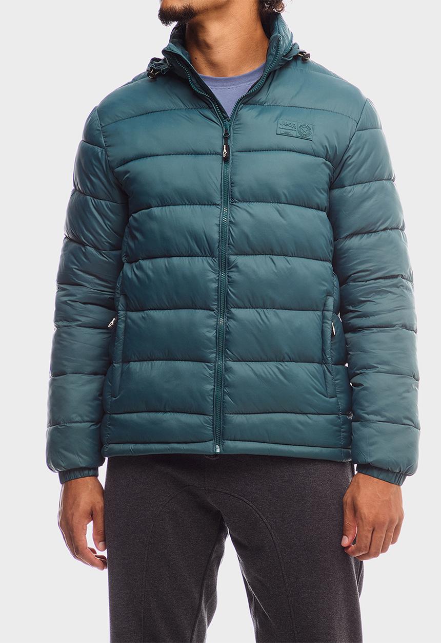 Jeep Mens Core Long Sleeve Puffer Jacket In Green