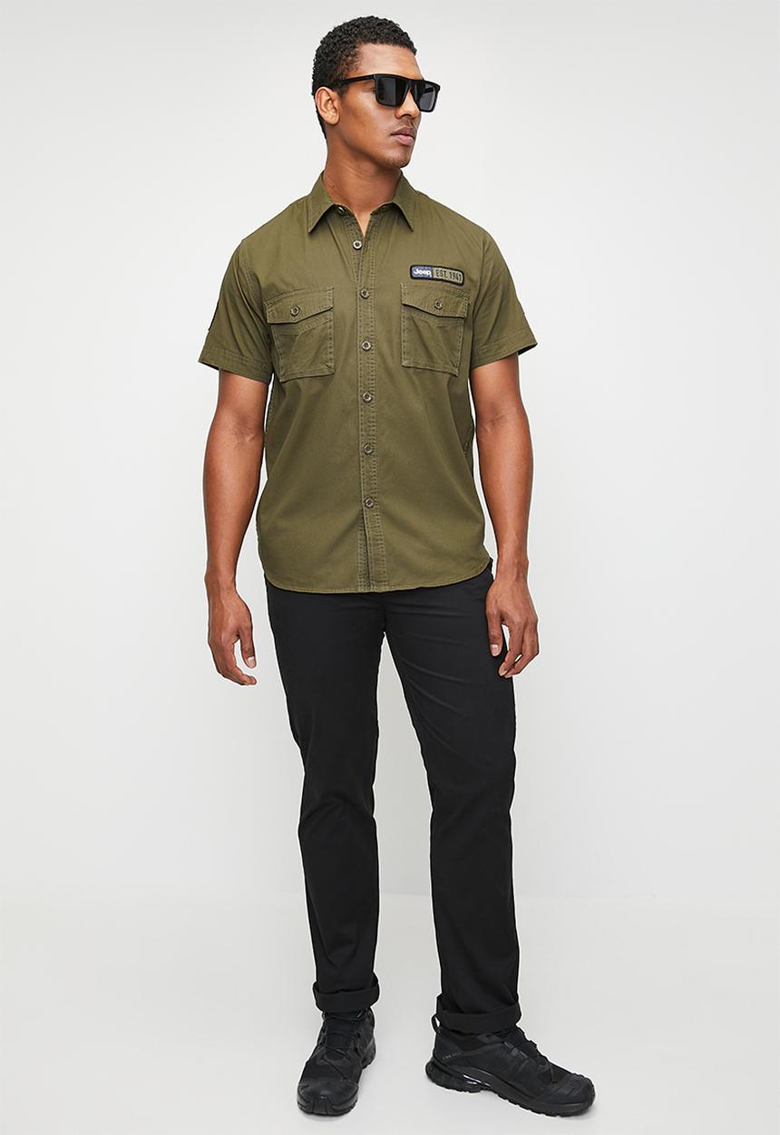 Jeep Mens M Twill Service Shirt In Olive Green