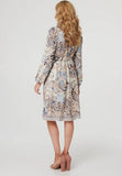 Stella Morgan Long Sleeve With Elastic At Cuff V-Neck Dress In Multi