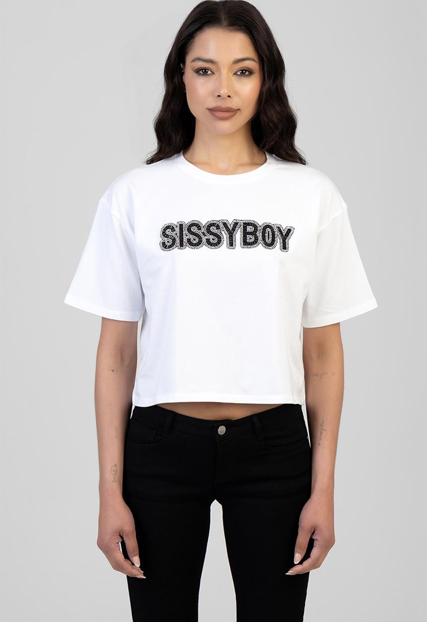 Sissy Boy Womens Glitz Galore Boxy T-Shirt In White