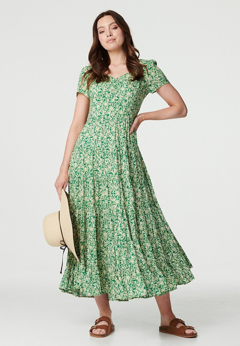 Stella Morgan Cap Sleeve V-Neck With Gather In Green