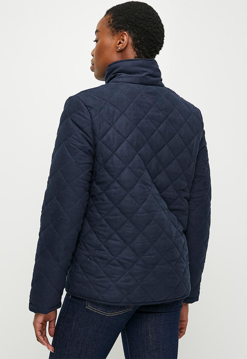 Jeep Womens Sherpa Lined Quilted Jacket In Navy