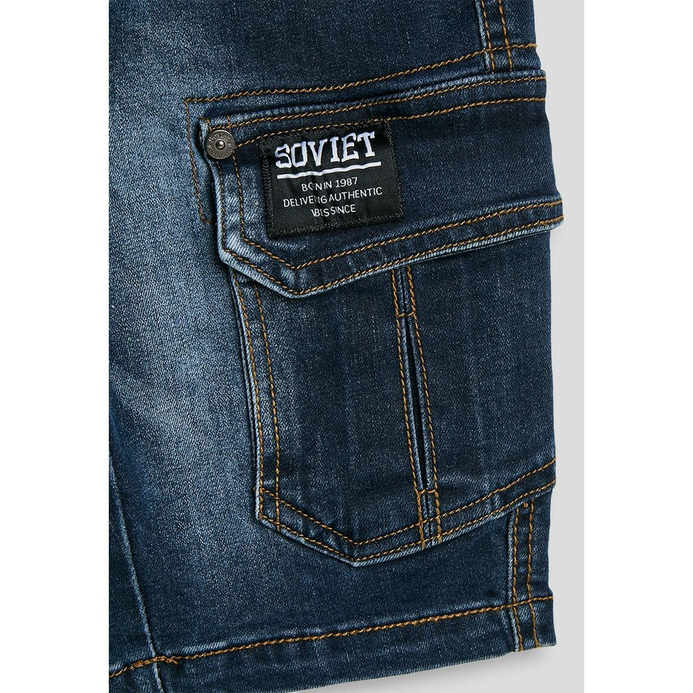 Soviet Boys Mighty Fashion Denim Cargo Short In Indigo