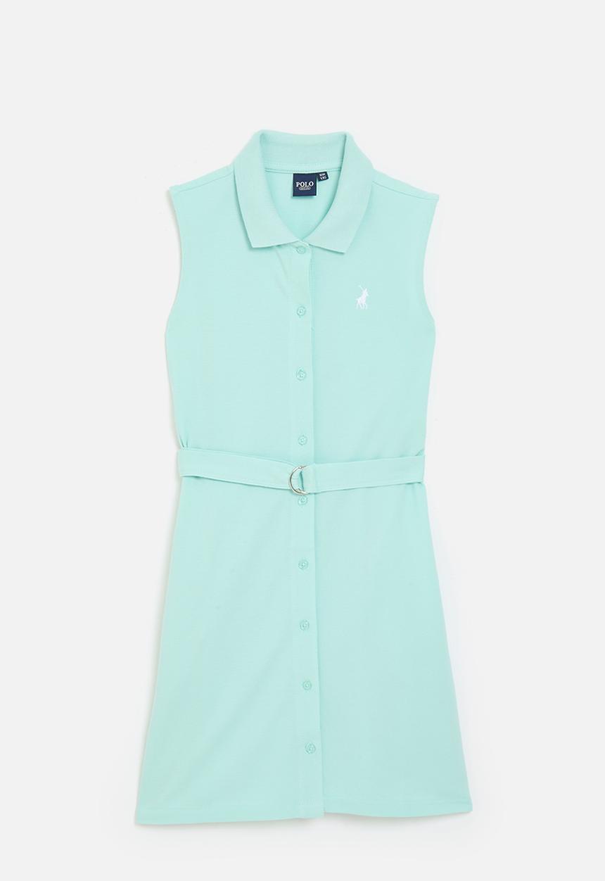 Polo Girls Nia Sleeveless Pique Dress In Turquoise