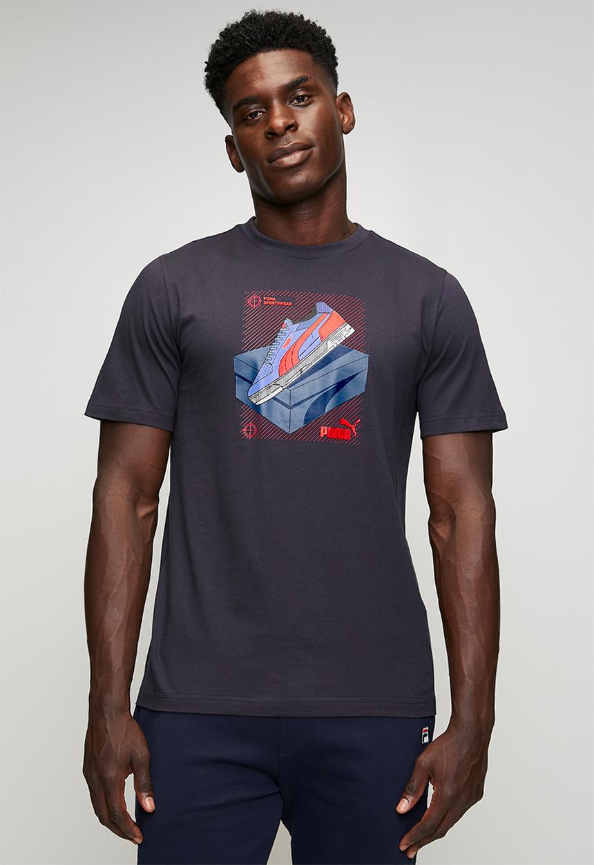 Puma Men Graphic Sneaker Tee M Navy
