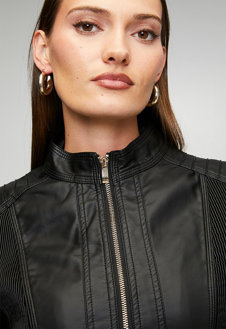 Stella Morgan Womens Biker Faux Leather Jacket In Black