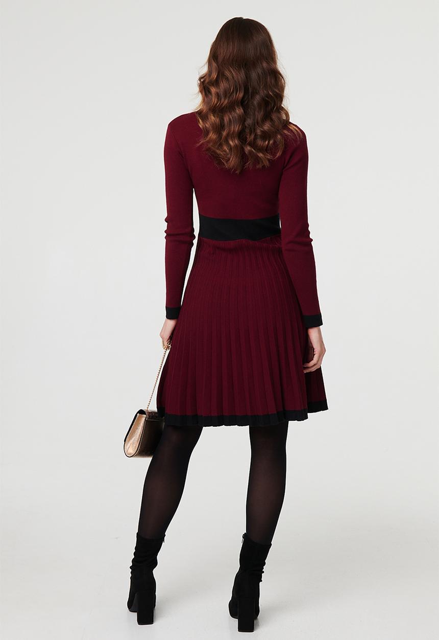 Stella Morgan Womens Quarter Zip Knitted Dress In Burgundy