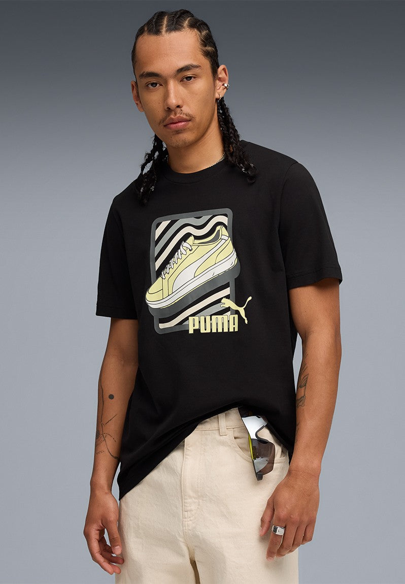 Puma Mens Graphic Stacked  T-Shirts In Black