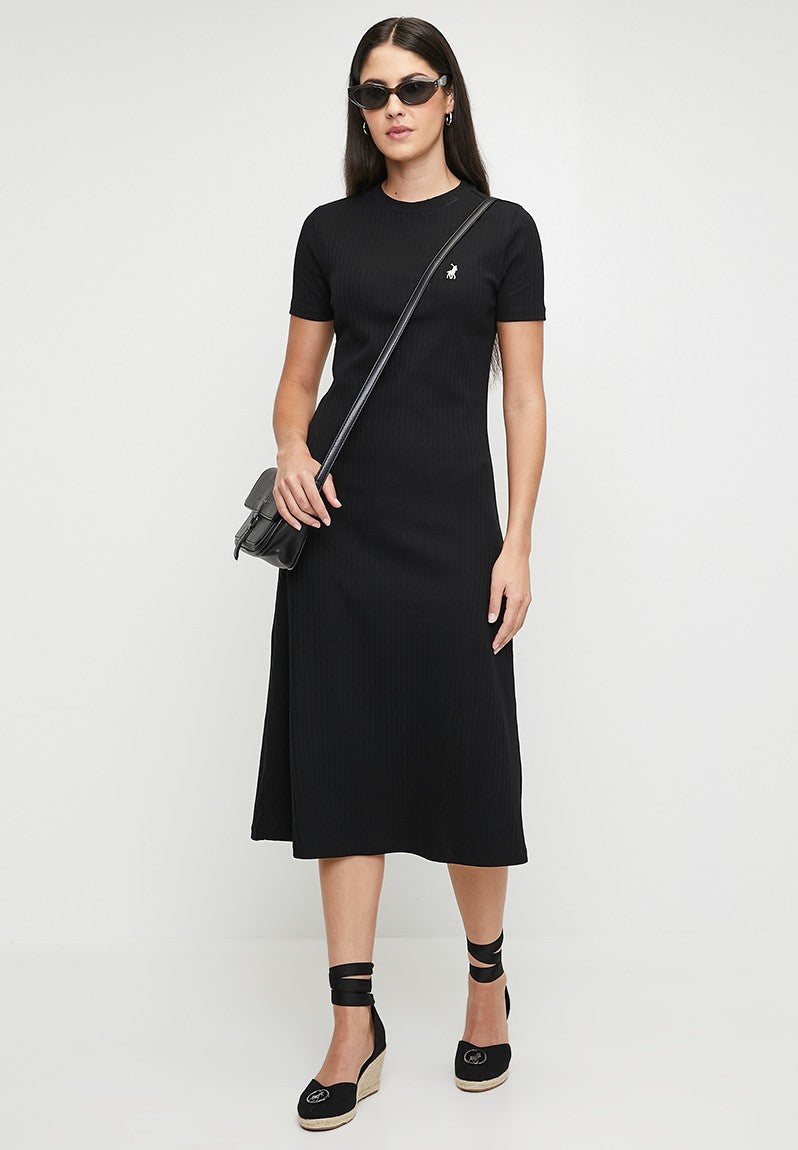 Polo Wmn Lucy Ss Casual Rib Dress Black