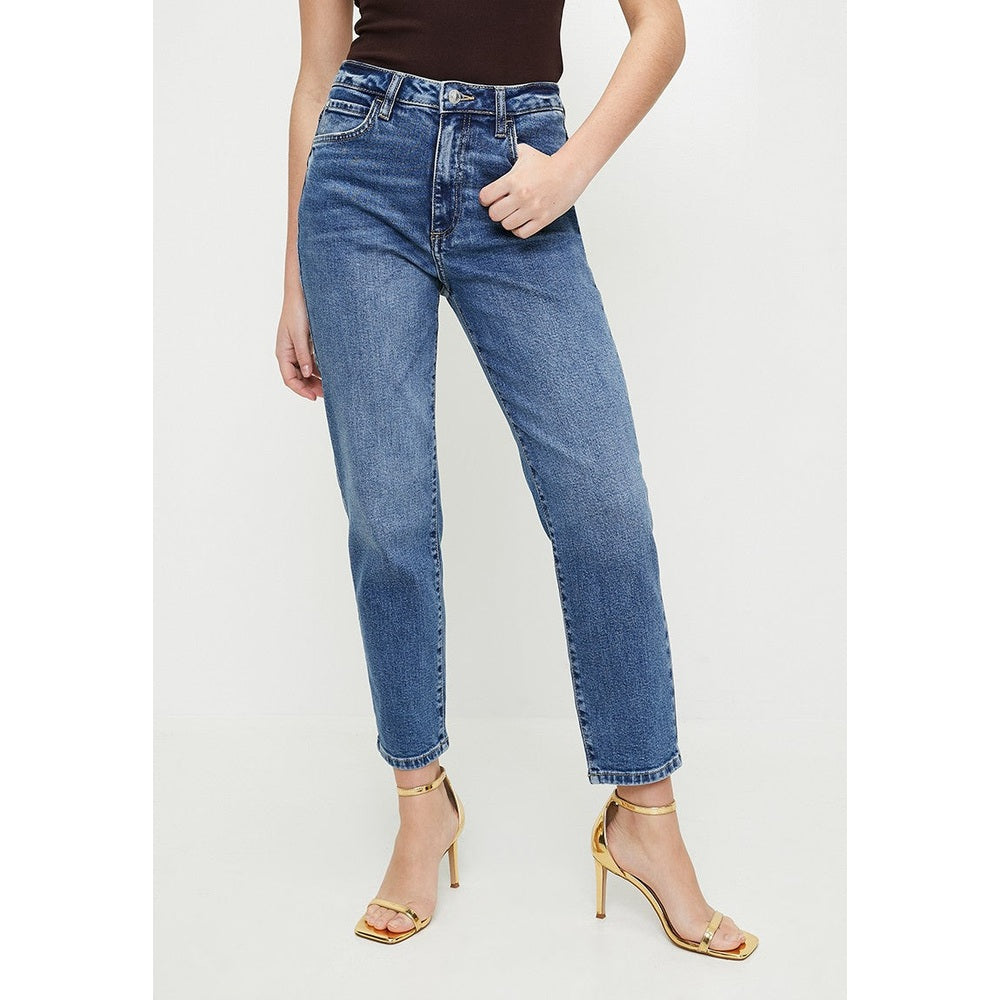 Guess Womens Ella High Rise Mom Jean In Mid Wash