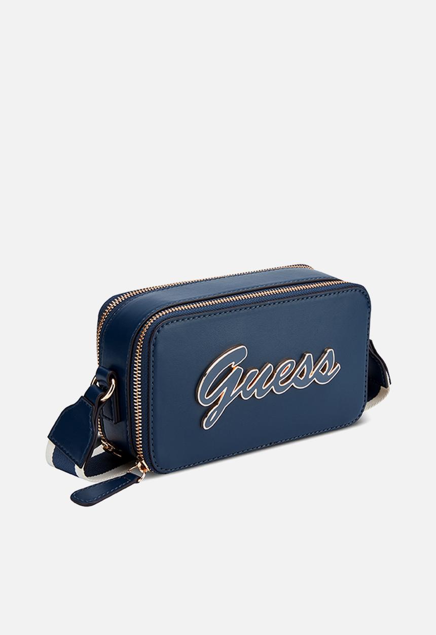 Guess Carra Mini Crossbody Top Zip Bag In navy
