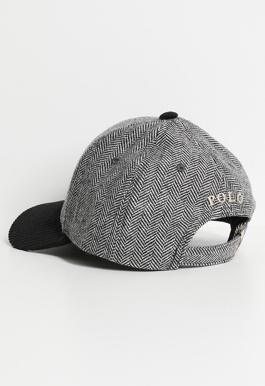 Polo Mens 6 Panel Herringbone Peak Cap In Black