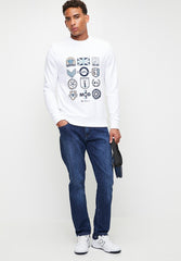 Ben Sherman Mens White Scooter Club Sweater