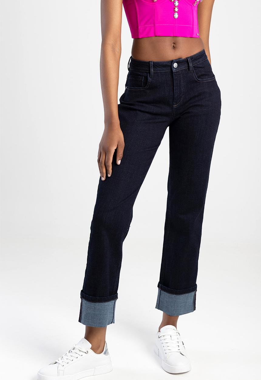 Sissy Boy Womens Loreal Mid-Waist Straight Leg Jeans In Dark Vinatge