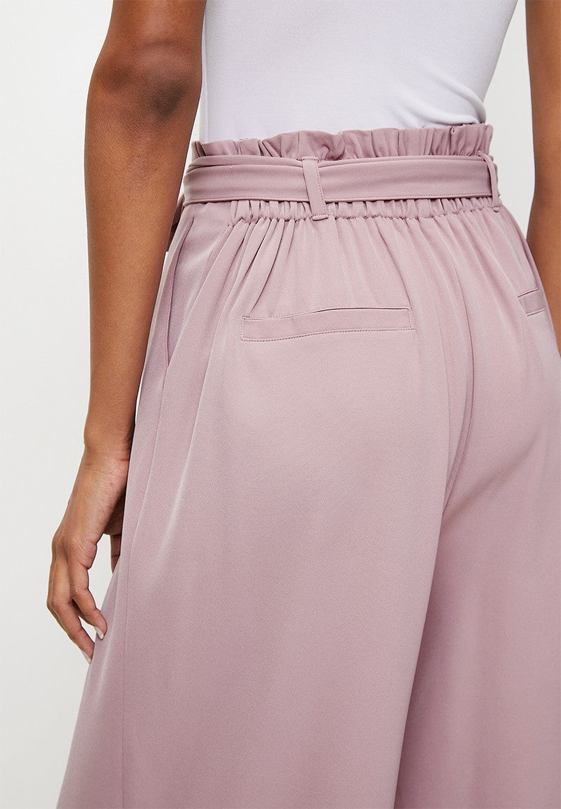 Izabel London High Waisted Elasicated Wide Pants In Dusty Pink