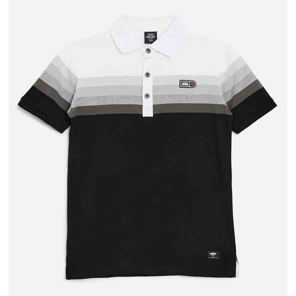 Soviet Boys Amaze Short Sleeves Yarn Dye Golfer In White/Grey/Black