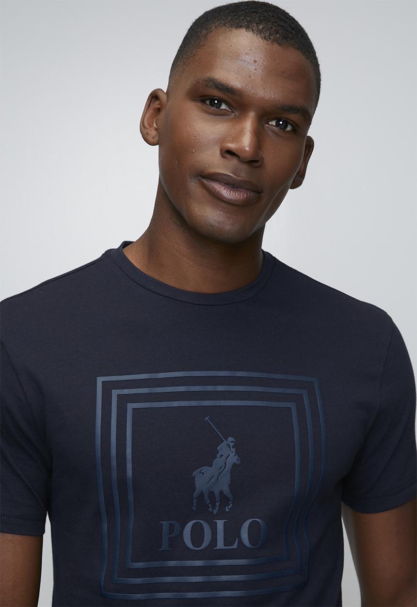 Polo Mens Square Pony Printed T-shirt In Navy