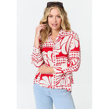Mandi Collared Blouse In Red Multi