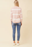 Stella Morgan Long Sleeve Crew Neck Stripe Sweater In Pink