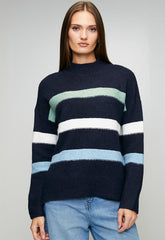 Stella Morgan Womens Stripe Sweater In Navy