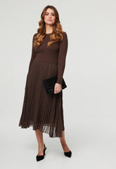 Izabel London Womens Combination Maxi Dress In Chocolate