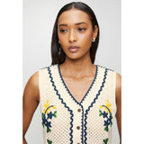 Mandi Womens Sleeveless Knitted Vest Top In Natural Multi