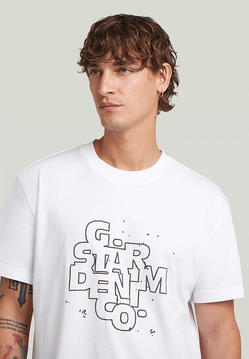 G-Star Raw Mens White Hd Print R T-Shirt