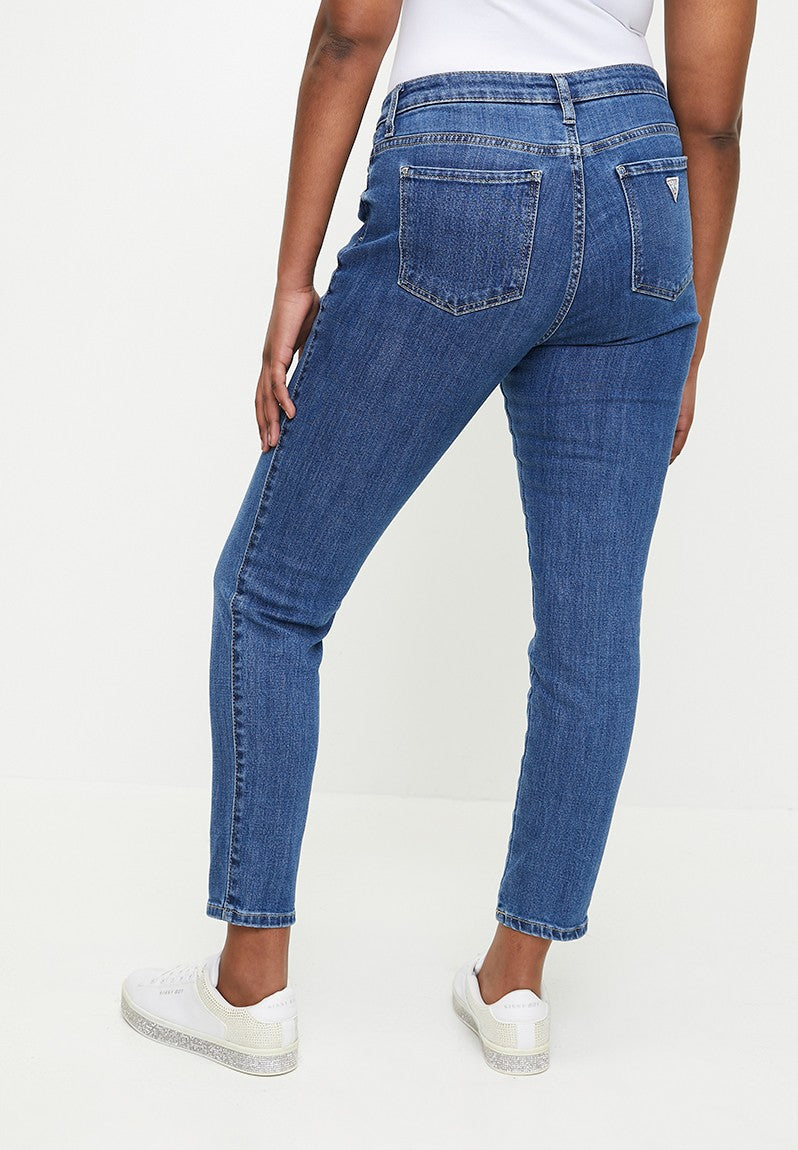 Guess Womens Curve Mid Rise Jeans In Medium Wash