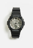 Casio Mens Anadigi Silver Case And Black Resin Band Watch