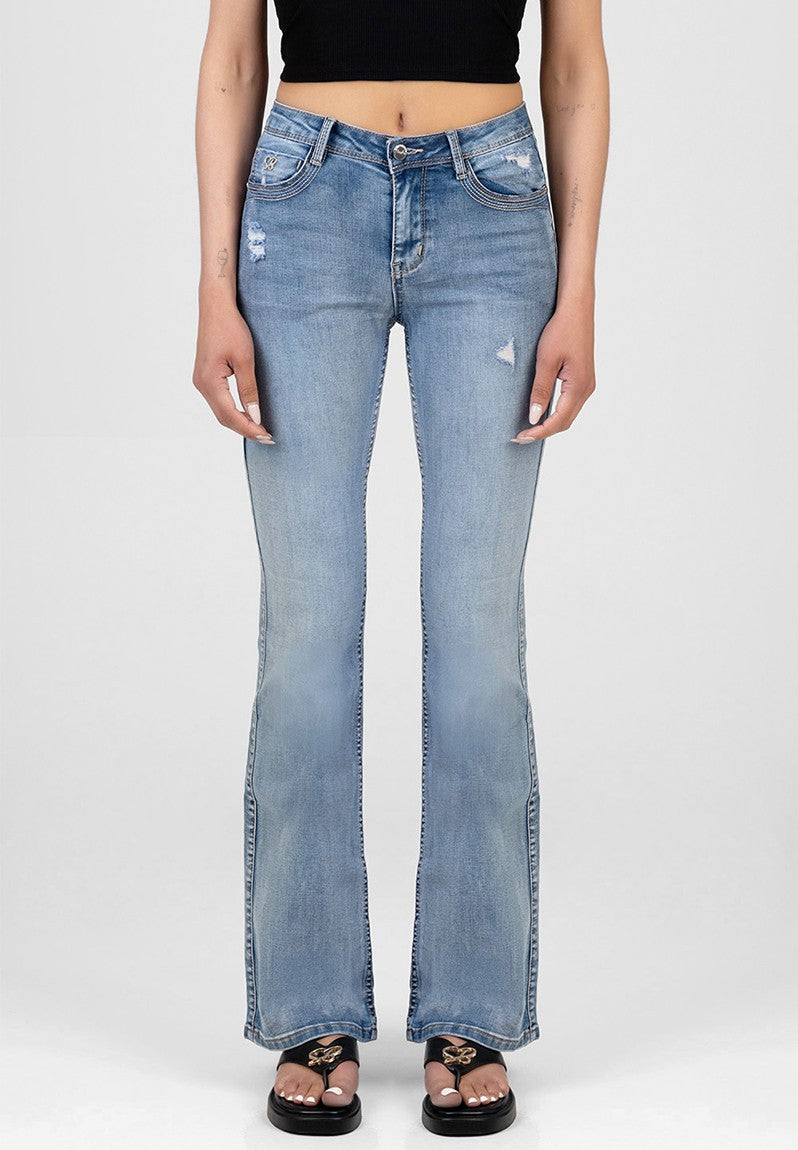 Sissy Boy Alyssa Bootleg Mid Waist Jeans In Medium Vintage