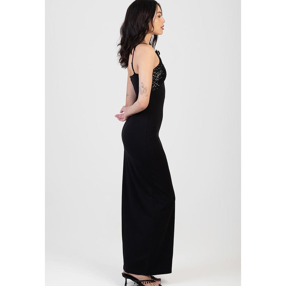 Sissy Boy Maxi With A Pluging V-Neck Dress In Black
