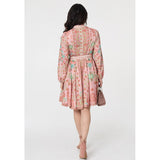 Stella Morgan Womens Long Sleeves With Elastic At Cuff Button Through Dress In Rust Multi