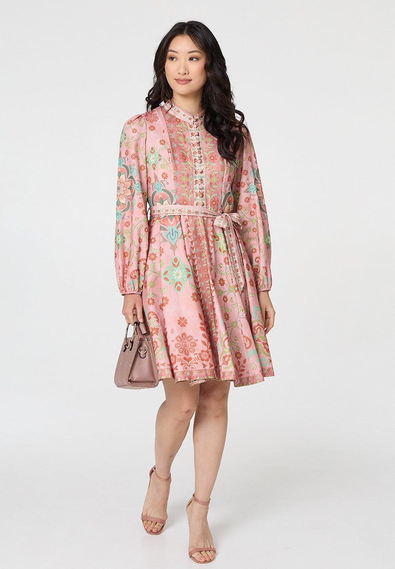 Stella Morgan Short Sleeve Button Through A-Line Maxi Dress In Rust