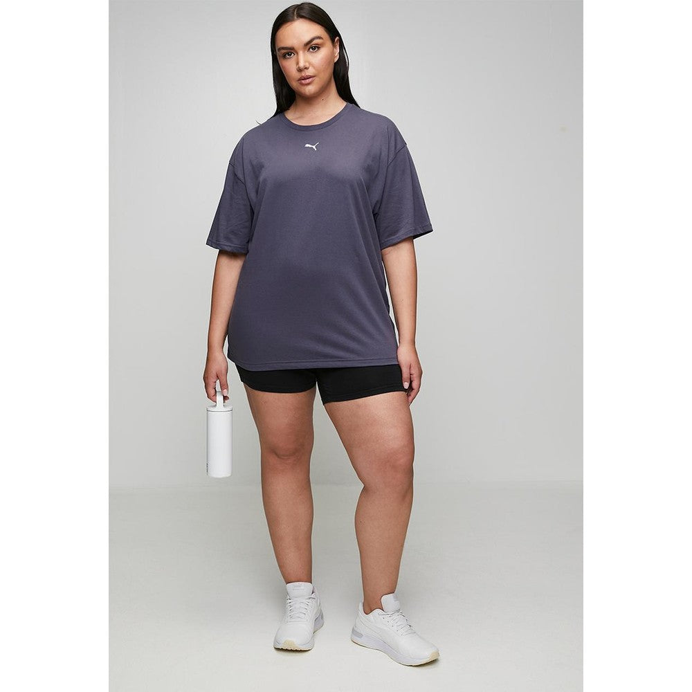 Puma Womens Essential Relaxed Short Sleeves T-Shirt In Inky Depths