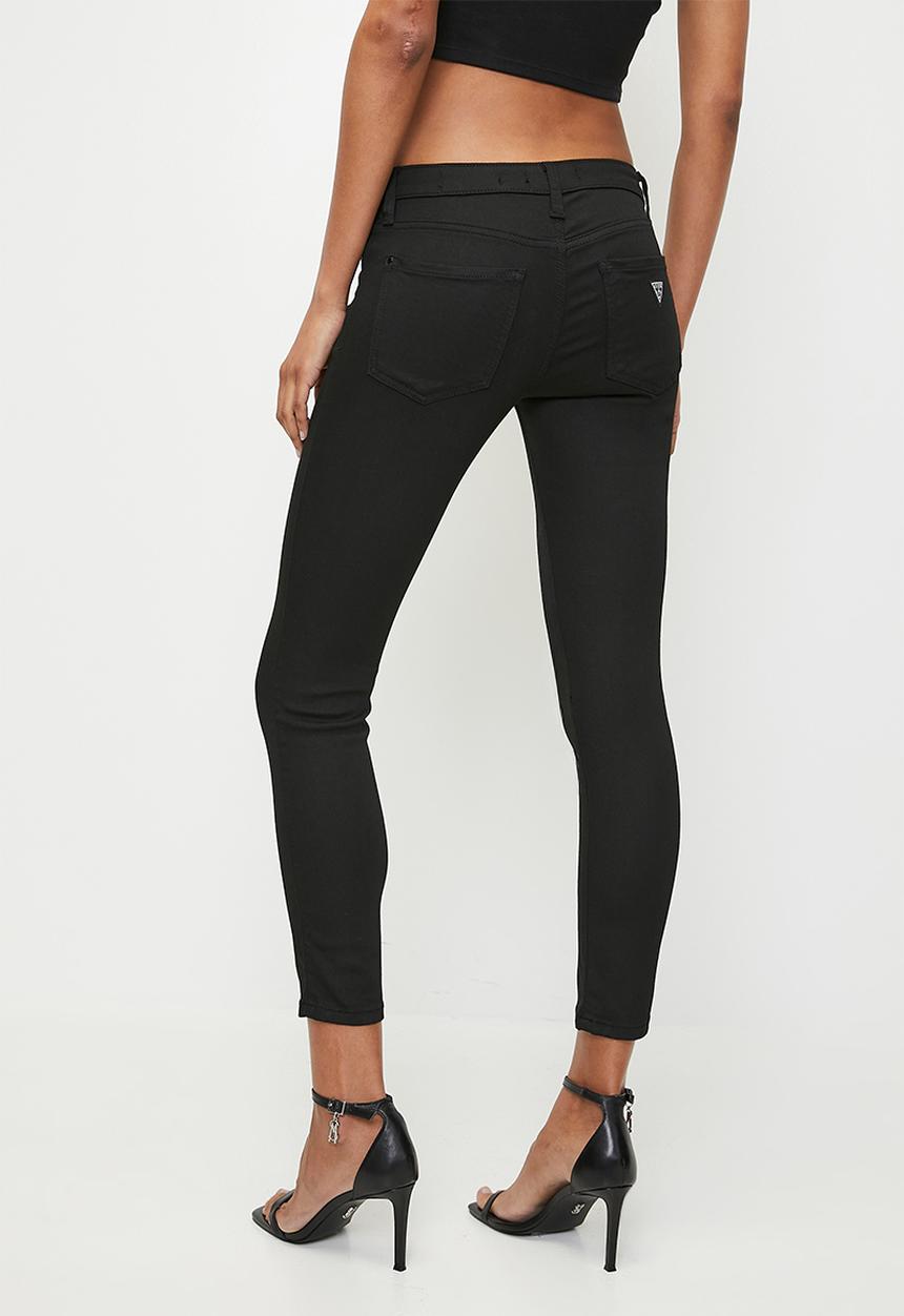 Guess Womens Low Rise Skinny Jeans In Black Wash