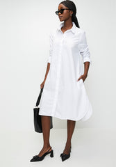 Polo Zuri LS Shirt Dress In White