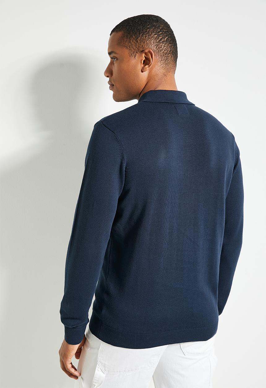 Ben Sherman Knit Sportshirt In Navy